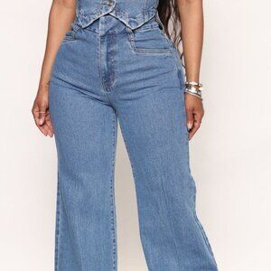 Western Showdown Trouser Flare Jeans Medium Wash New